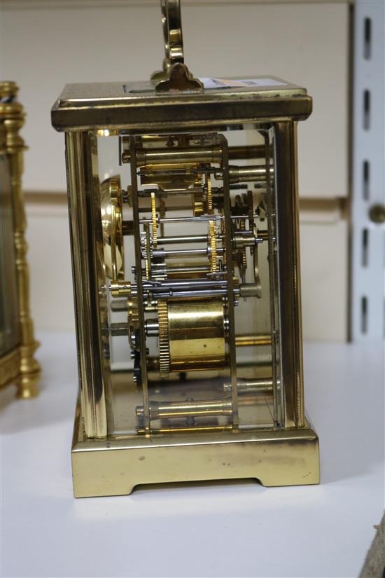 An Imperial brass carriage clock 14cm.